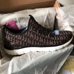 skechers black and rose gold